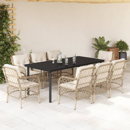Set Comedor De Jardín 5 Pzas Con Cojines Ratán Sintético Beige
