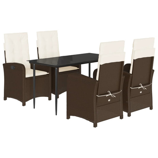 Set Comedor De Jardín 5 Piezas Y Cojines Ratán Sintético Marrón