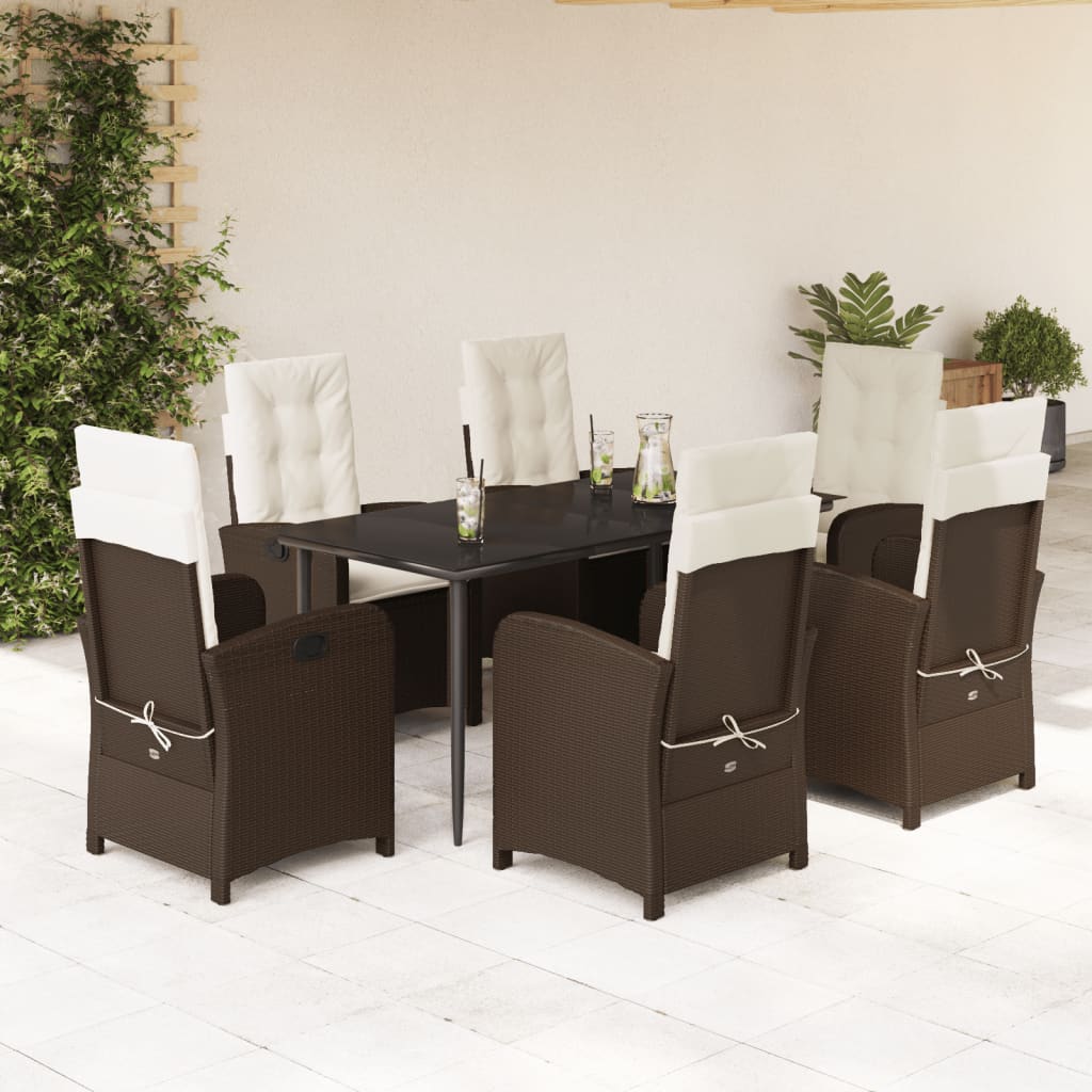 Set Comedor De Jardín 5 Piezas Y Cojines Ratán Sintético Marrón