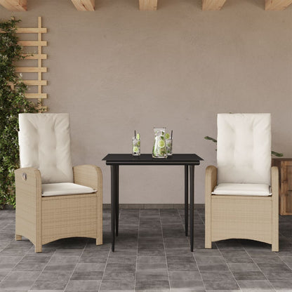 Set Comedor De Jardín 5 Pzas Con Cojines Ratán Sintético Beige
