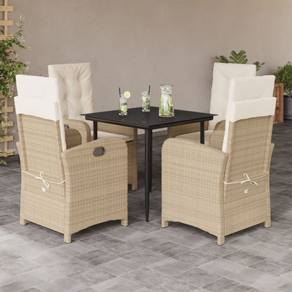 Set Comedor De Jardín 5 Pzas Con Cojines Ratán Sintético Beige