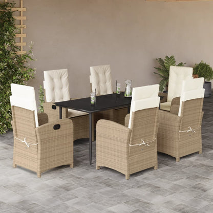 Set Comedor De Jardín 5 Pzas Con Cojines Ratán Sintético Beige