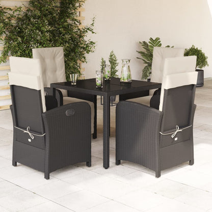 Set De Comedor De Jardín 7 Pzas Y Cojines Ratán Sintético Negro