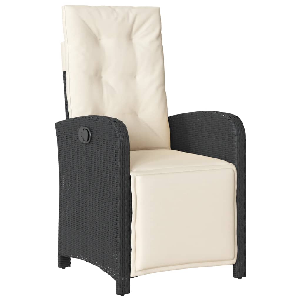Set De Comedor De Jardín 7 Pzas Y Cojines Ratán Sintético Negro