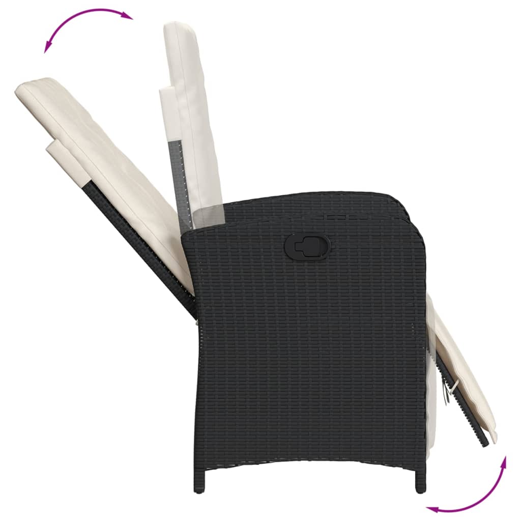 Set De Comedor De Jardín 7 Pzas Y Cojines Ratán Sintético Negro
