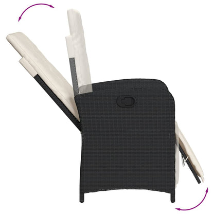 Set De Comedor De Jardín 7 Pzas Y Cojines Ratán Sintético Negro