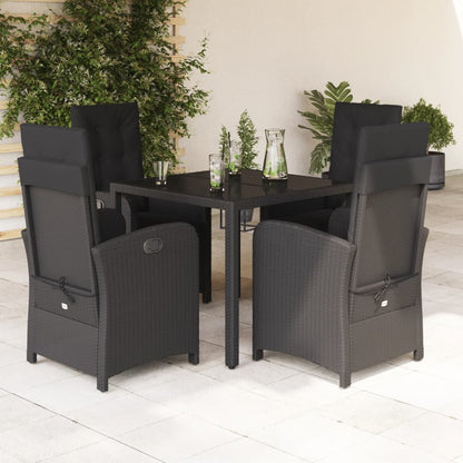 Set De Comedor De Jardín 7 Pzas Y Cojines Ratán Sintético Negro