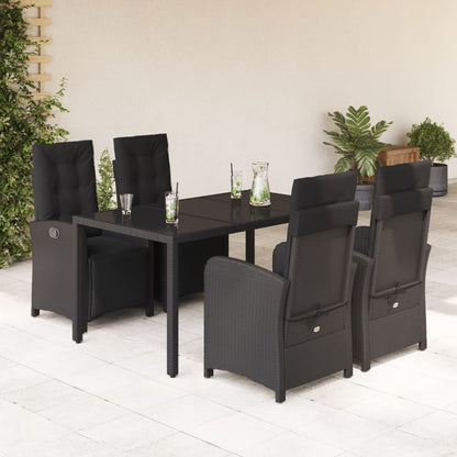 Set De Comedor De Jardín 7 Pzas Y Cojines Ratán Sintético Negro