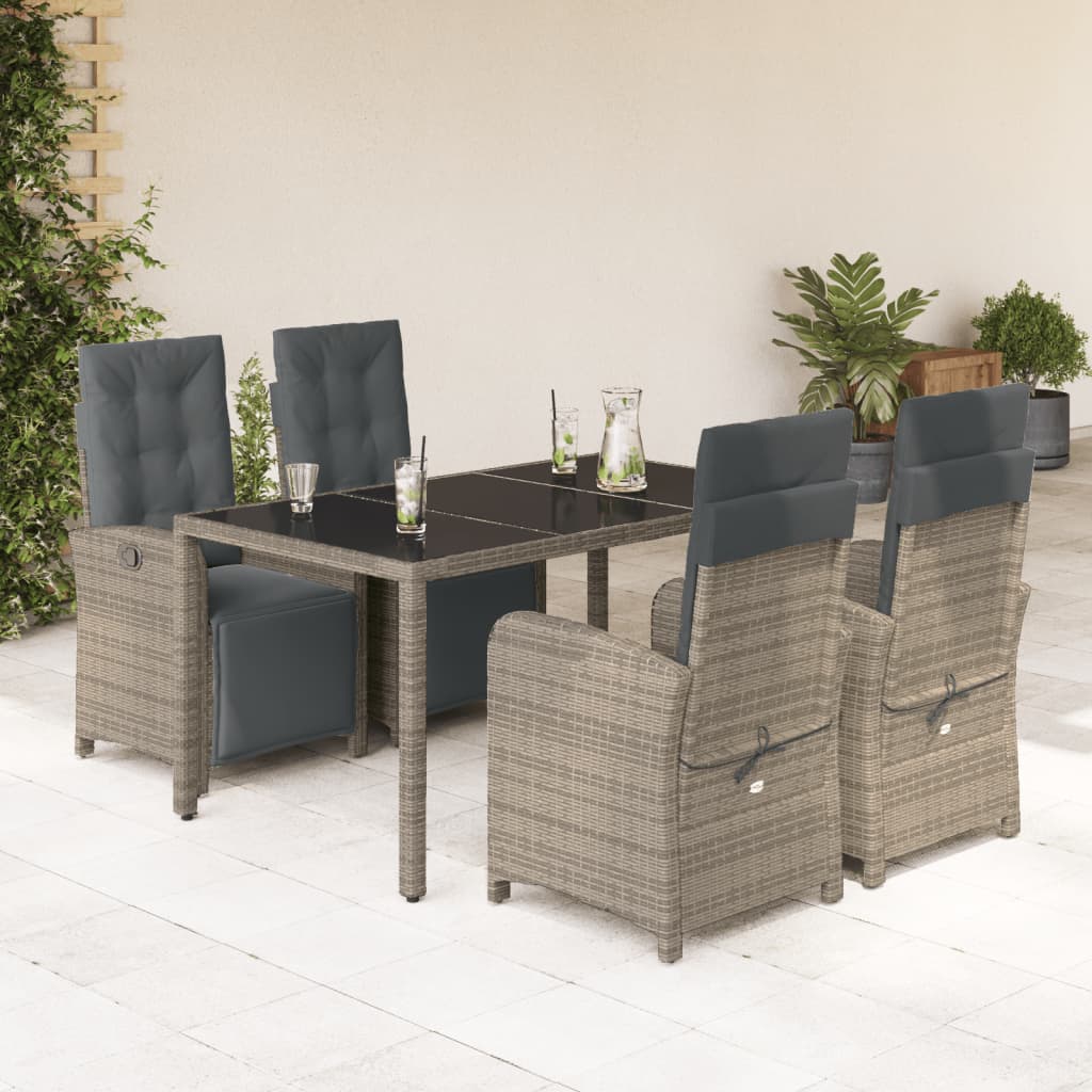 Set De Comedor De Jardín 7 Pzas Y Cojines Ratán Sintético Negro