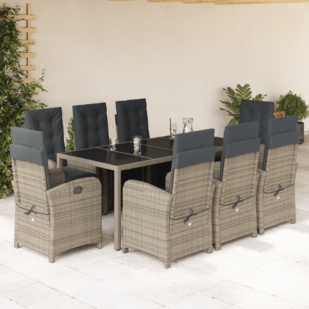 Set De Comedor De Jardín 7 Pzas Y Cojines Ratán Sintético Negro