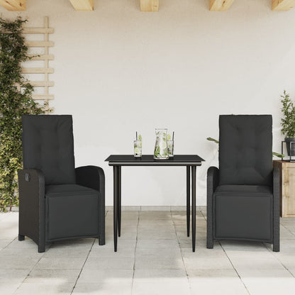 Set De Muebles Jardín 5 Pzas Con Cojines Ratán Sintético Negro