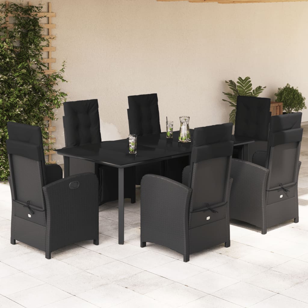 Set De Muebles Jardín 5 Pzas Con Cojines Ratán Sintético Negro