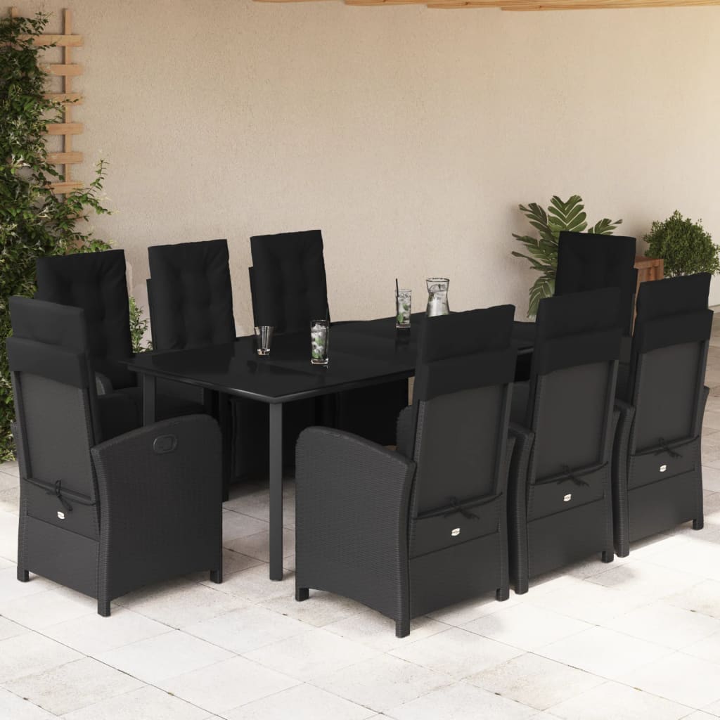 Set De Muebles Jardín 5 Pzas Con Cojines Ratán Sintético Negro