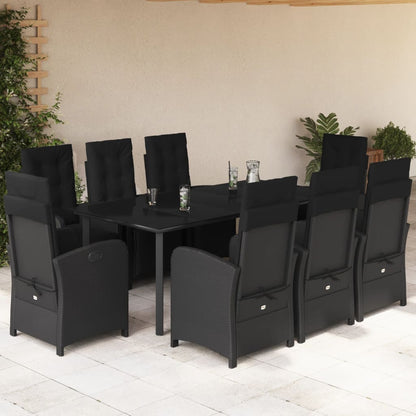 Set De Muebles Jardín 5 Pzas Con Cojines Ratán Sintético Negro