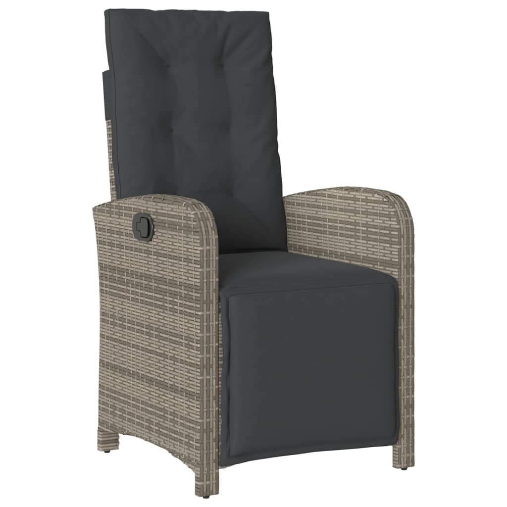 Set Comedor De Jardín 5 Piezas Con Cojines Ratán Sintético Gris