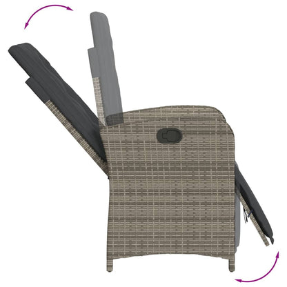 Set Comedor De Jardín 5 Piezas Con Cojines Ratán Sintético Gris