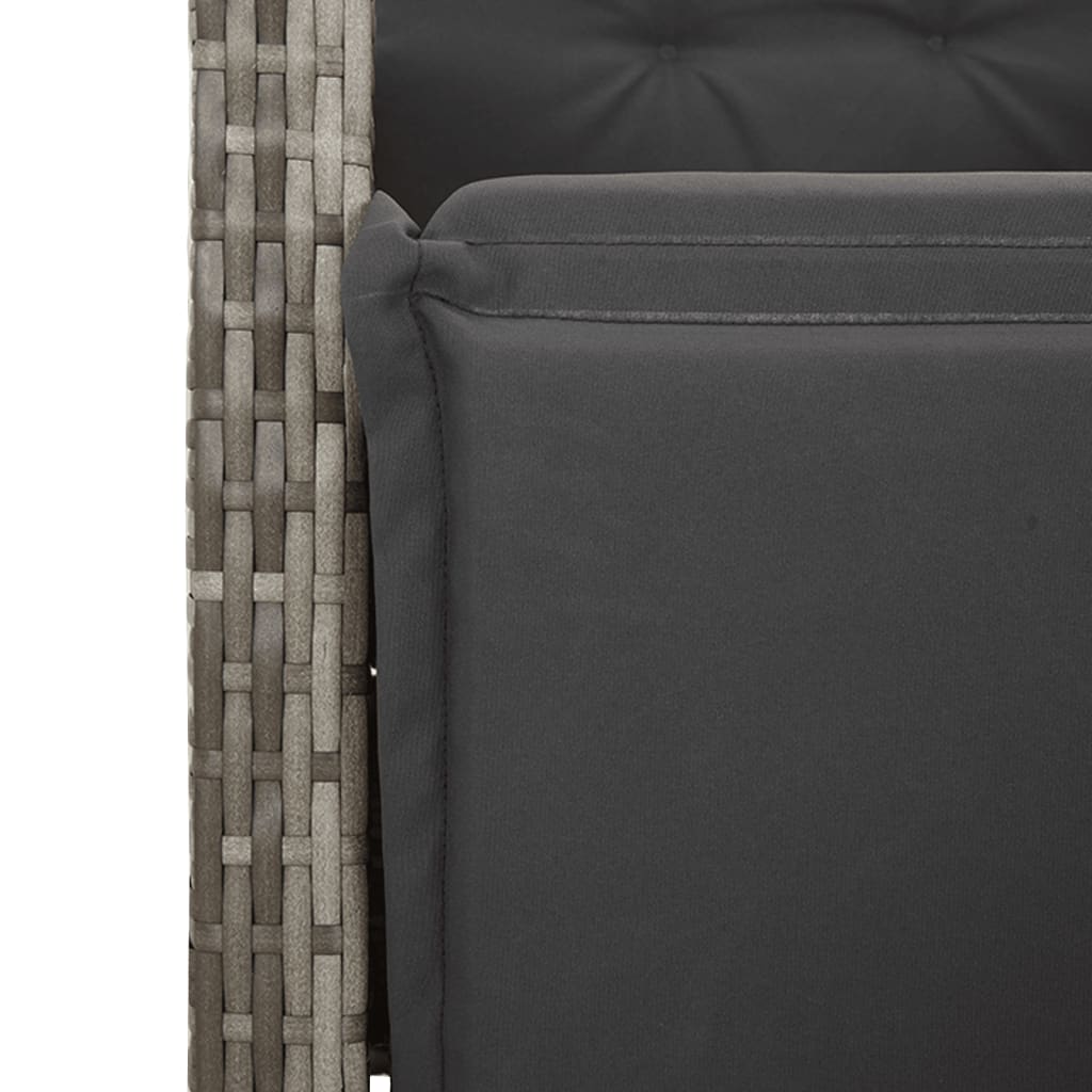 Set Comedor De Jardín 5 Piezas Con Cojines Ratán Sintético Gris