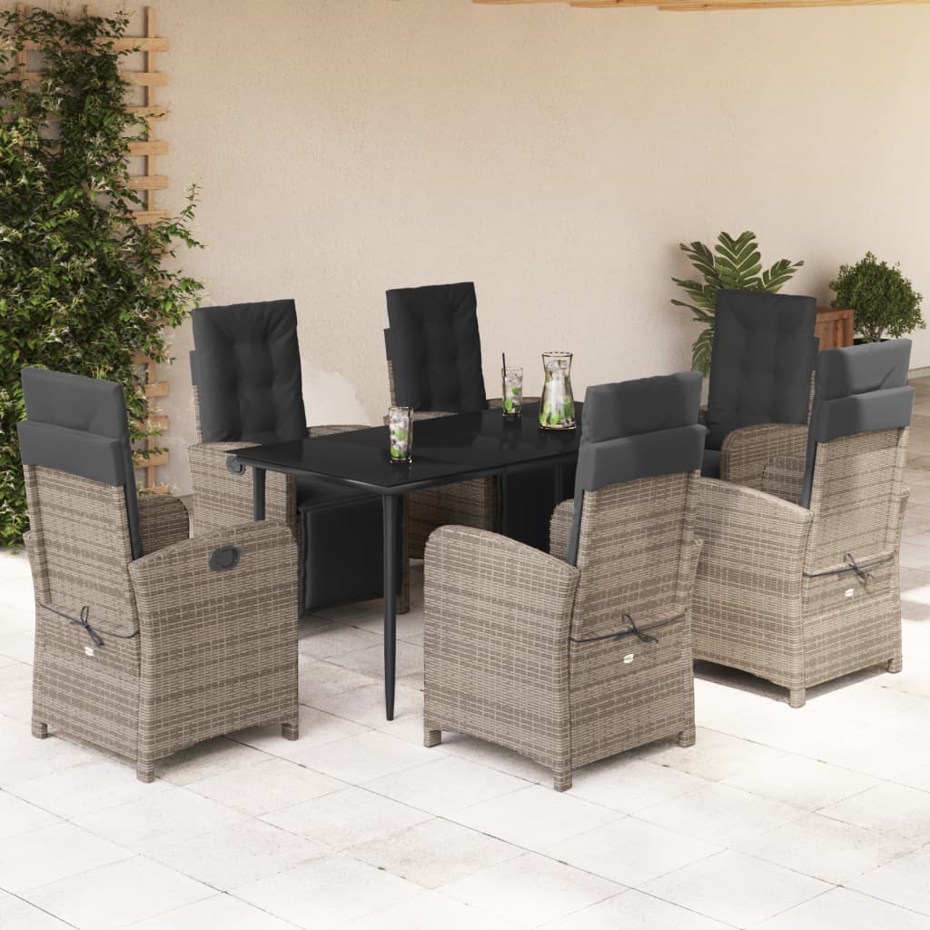 Set Comedor De Jardín 5 Piezas Con Cojines Ratán Sintético Gris