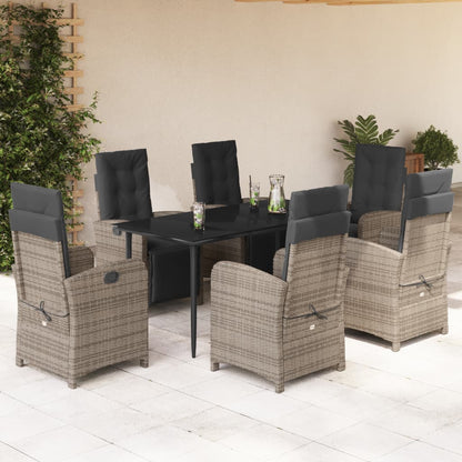 Set Comedor De Jardín 5 Piezas Con Cojines Ratán Sintético Gris