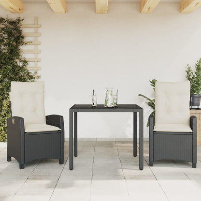 Set De Muebles Jardín 5 Pzas Con Cojines Ratán Sintético Negro