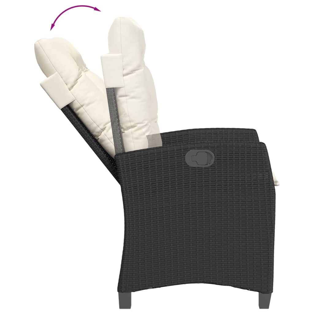 Set De Muebles Jardín 5 Pzas Con Cojines Ratán Sintético Negro