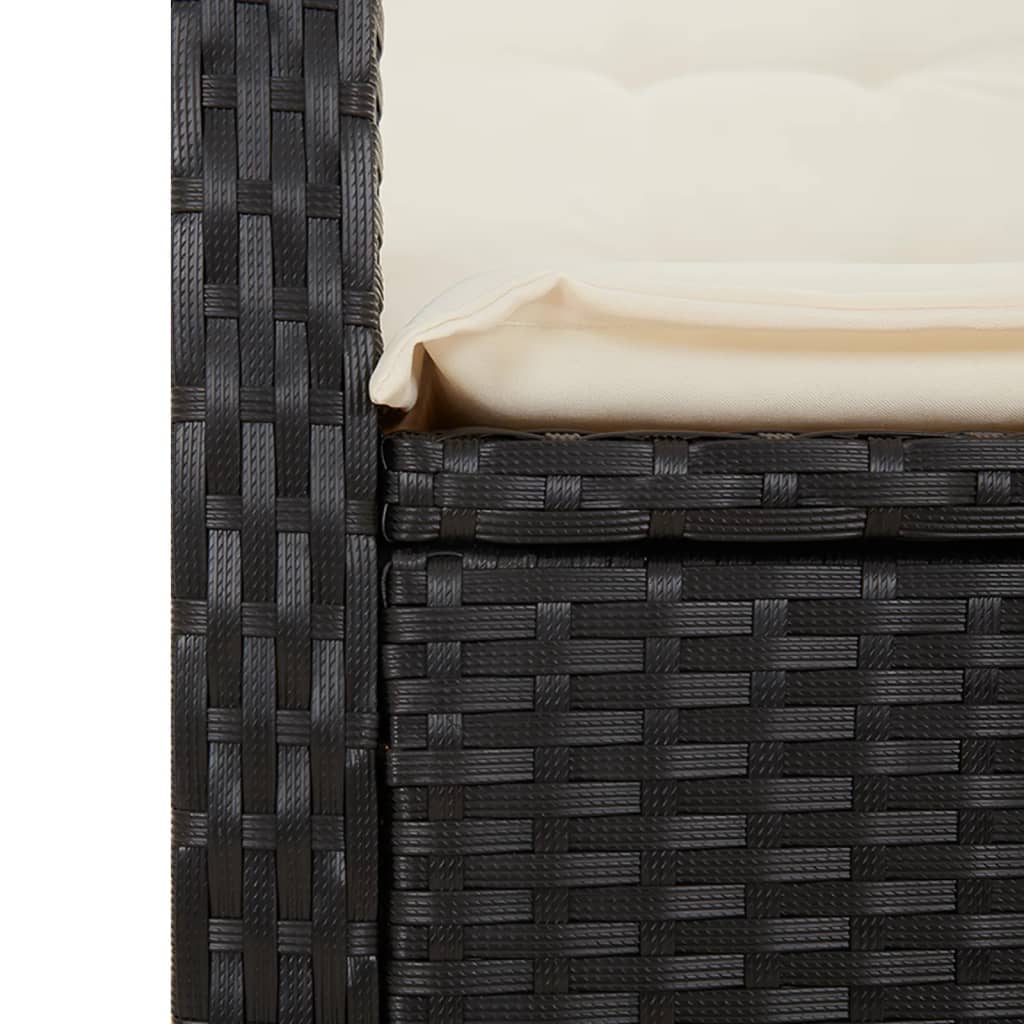 Set De Muebles Jardín 5 Pzas Con Cojines Ratán Sintético Negro