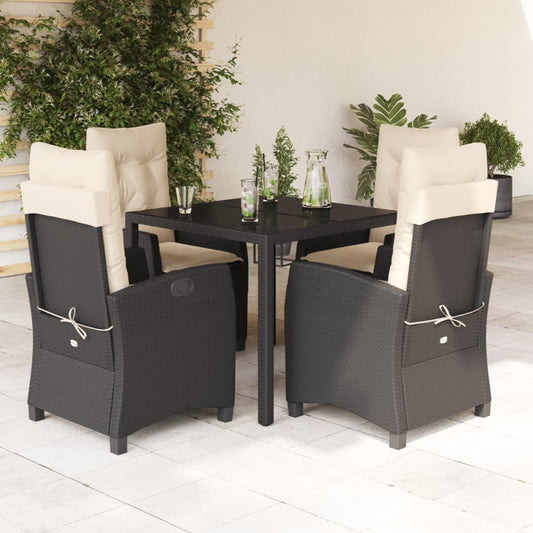 Set De Muebles Jardín 5 Pzas Con Cojines Ratán Sintético Negro