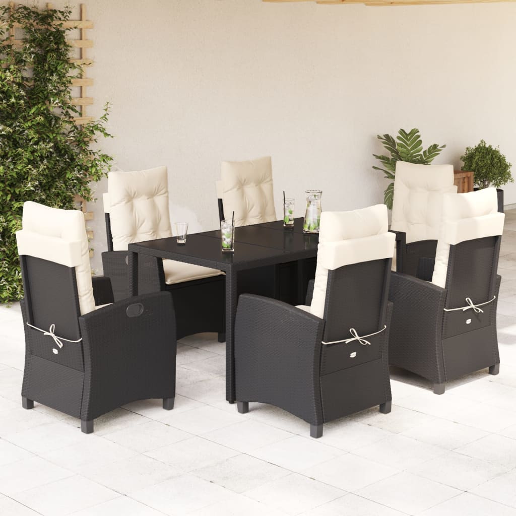 Set De Muebles Jardín 5 Pzas Con Cojines Ratán Sintético Negro