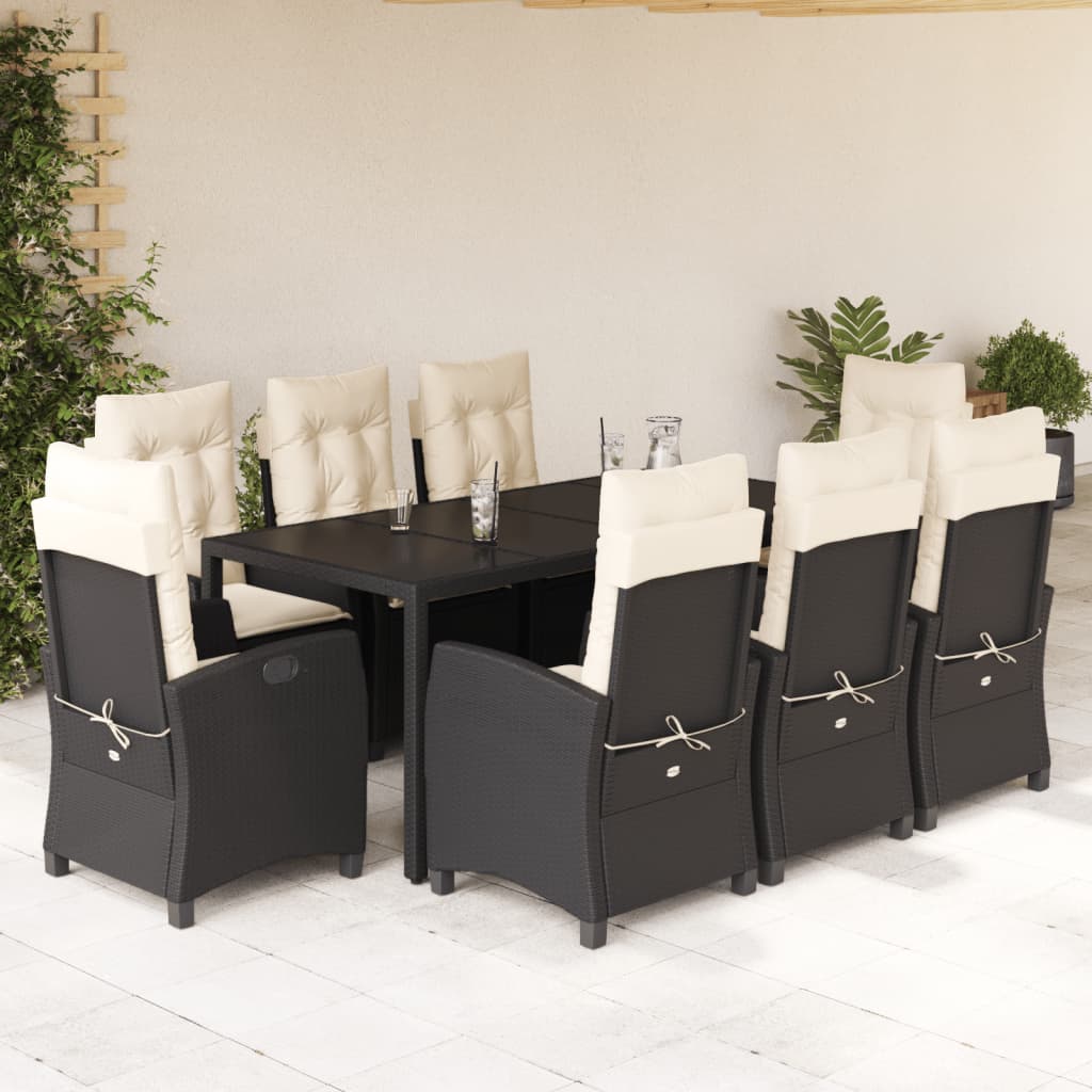 Set De Muebles Jardín 5 Pzas Con Cojines Ratán Sintético Negro