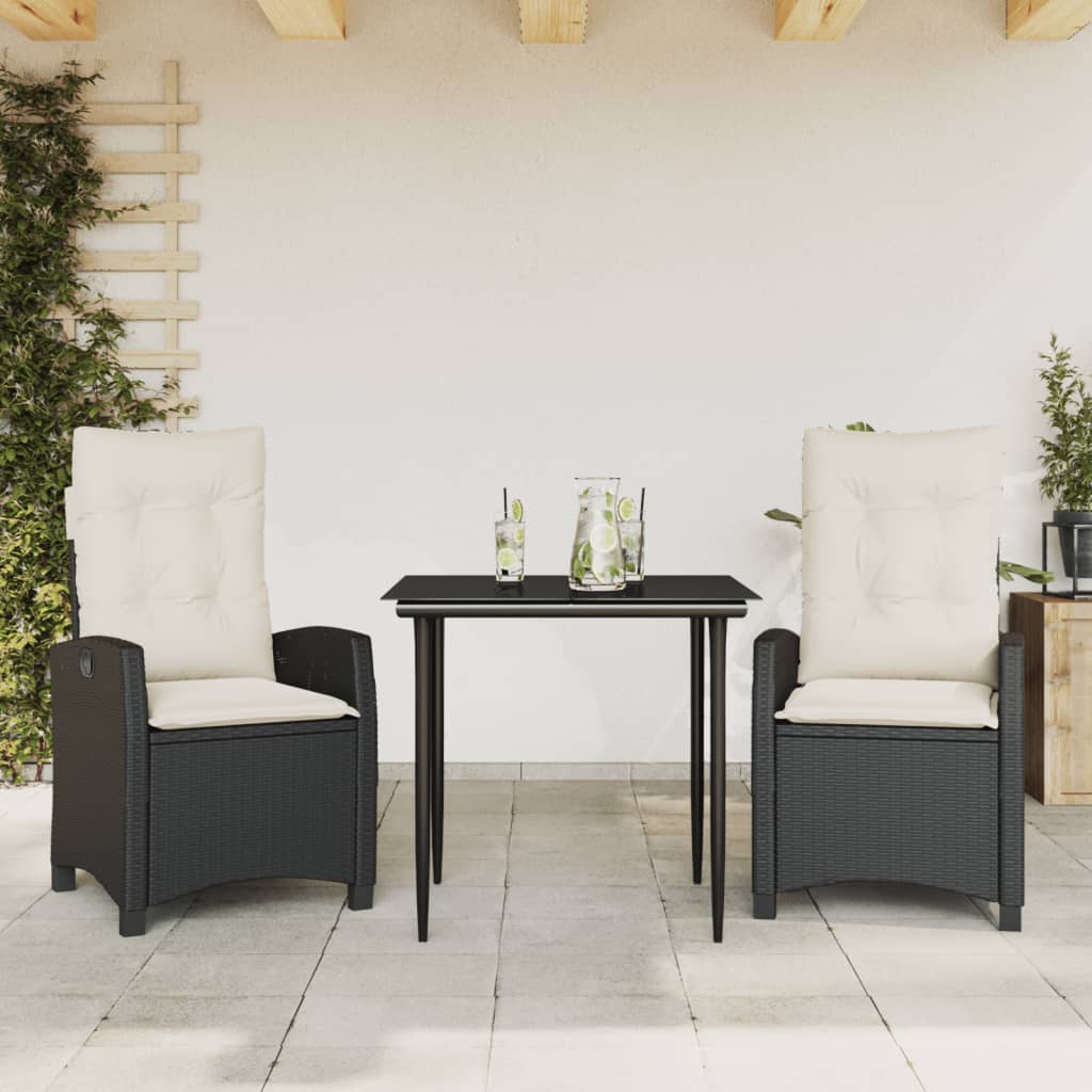 Set De Muebles Jardín 5 Pzas Con Cojines Ratán Sintético Negro