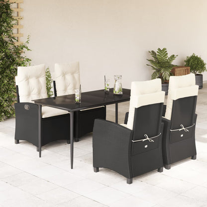 Set De Muebles Jardín 5 Pzas Con Cojines Ratán Sintético Negro