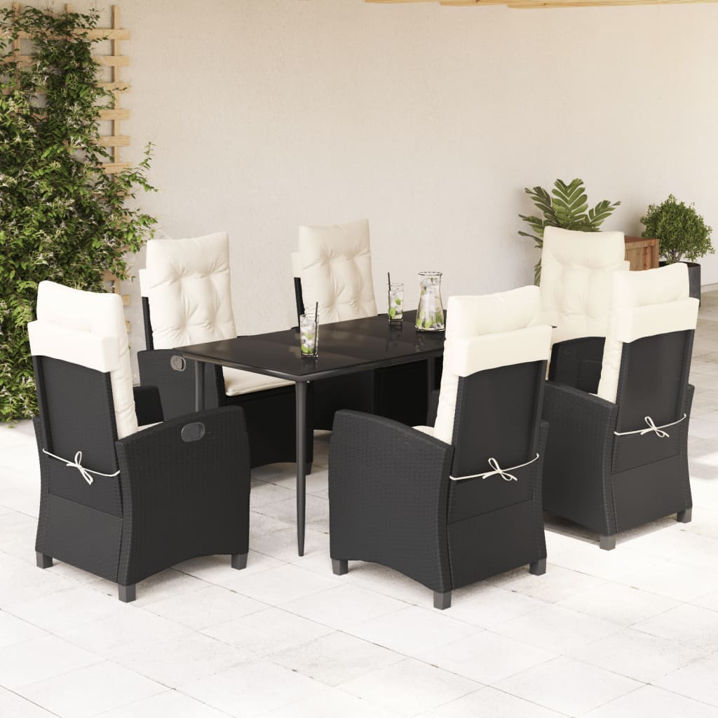 Set De Muebles Jardín 5 Pzas Con Cojines Ratán Sintético Negro