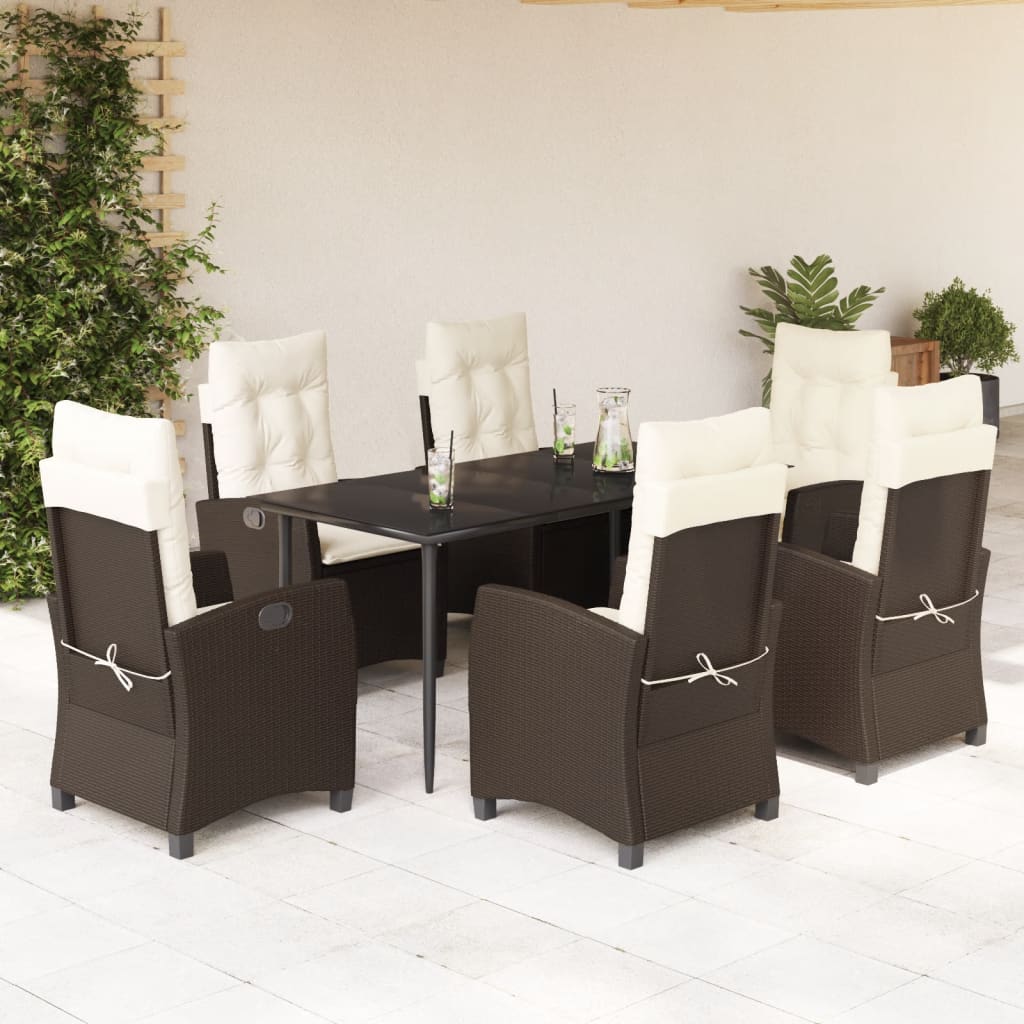 Set Comedor De Jardín 5 Piezas Y Cojines Ratán Sintético Marrón