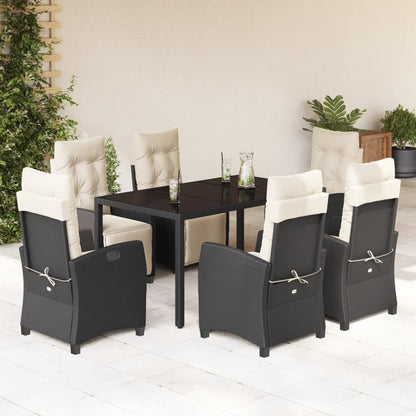 Set De Comedor De Jardín 7 Pzas Y Cojines Ratán Sintético