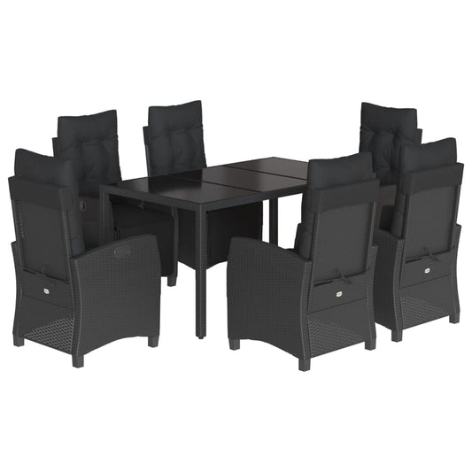 Set De Comedor De Jardín 7 Pzas Y Cojines Ratán Sintético
