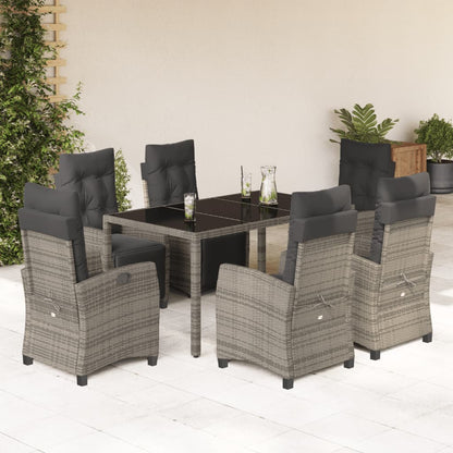 Set De Comedor De Jardín 7 Pzas Y Cojines Ratán Sintético