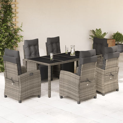 Set De Comedor De Jardín 7 Pzas Y Cojines Ratán Sintético