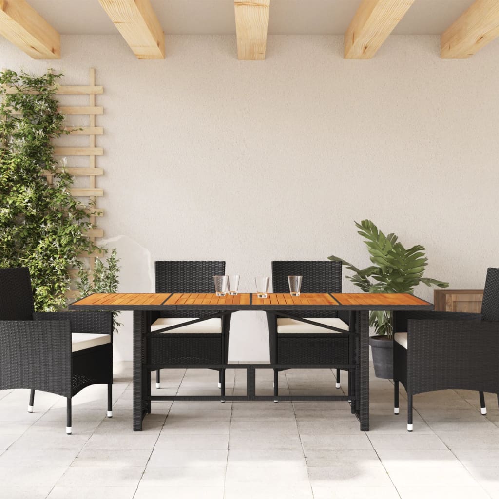 Mesa De Jardín Superficie Madera Ratán 190X80X75Cm