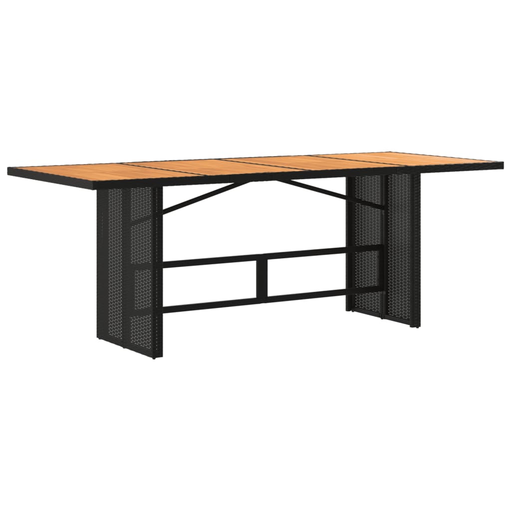 Mesa De Jardín Superficie Madera Ratán 190X80X75Cm