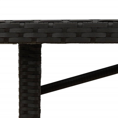 Mesa De Jardín Superficie Madera Ratán 190X80X75Cm