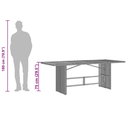 Mesa De Jardín Superficie Madera Ratán 190X80X75Cm