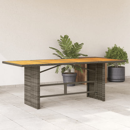 Mesa De Jardín Superficie Madera Ratán 190X80X75Cm