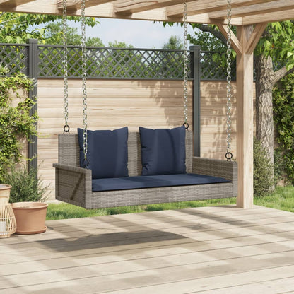 Banco Columpio Con Cojines Gris 119X56X48 Cm Ratán Sintético