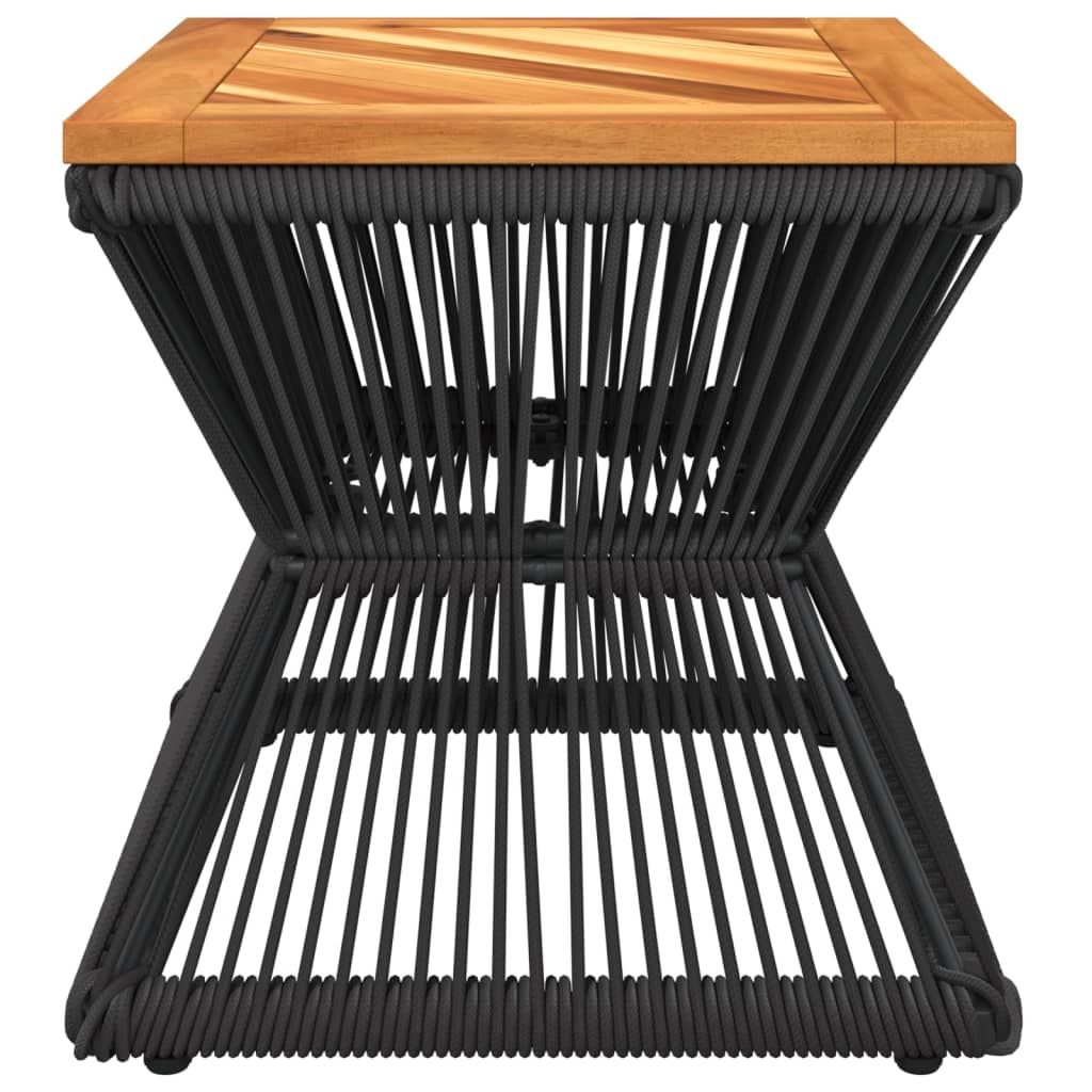 Mesa De Centro Base De Alambre Madera Acacia Negro 38X38X38 Cm