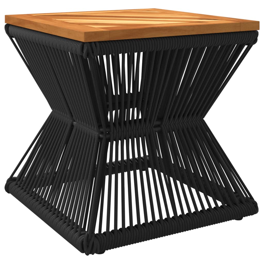 Mesa De Centro Base De Alambre Madera Acacia Negro 38X38X38 Cm