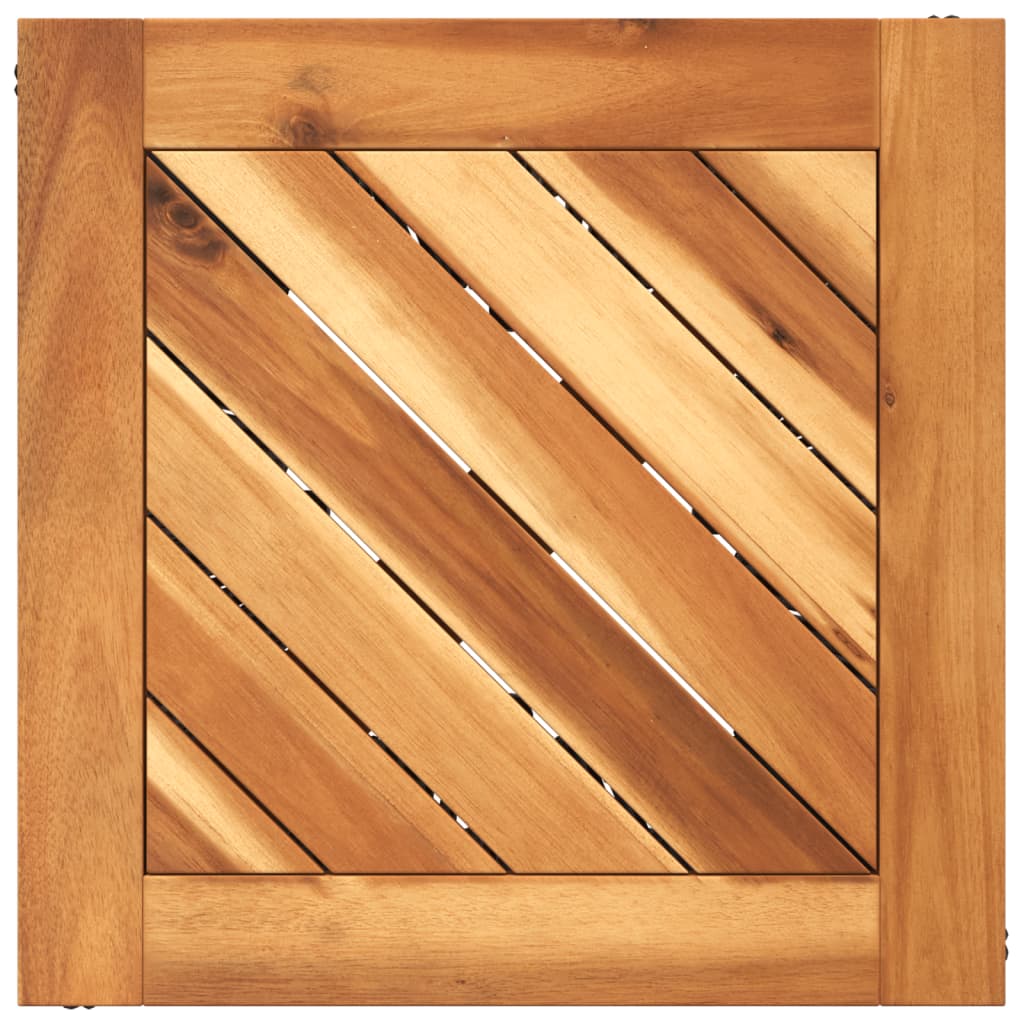 Mesa De Centro Base De Alambre Madera Acacia Negro 38X38X38 Cm