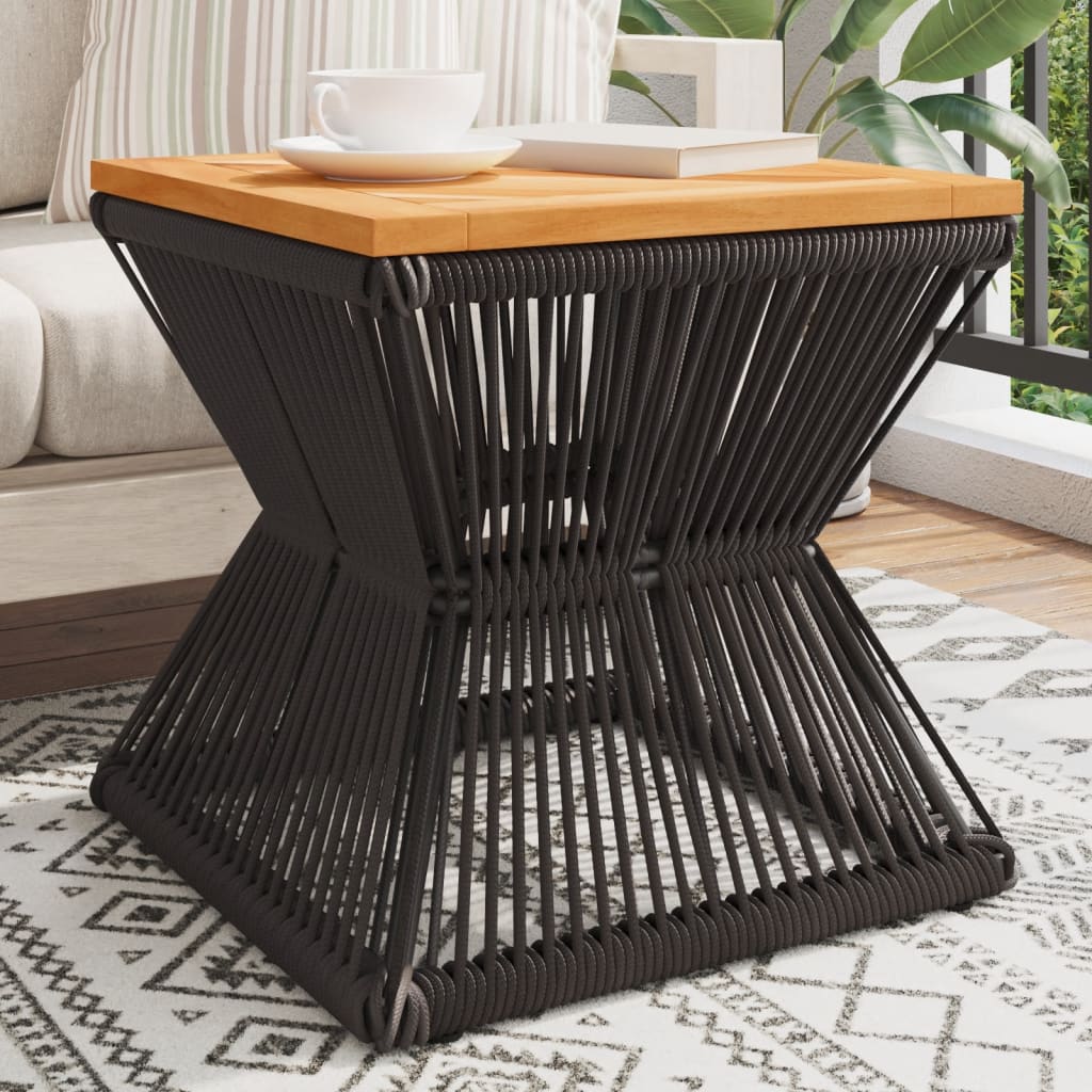 Mesa De Centro Base De Alambre Madera Acacia Negro 38X38X38 Cm
