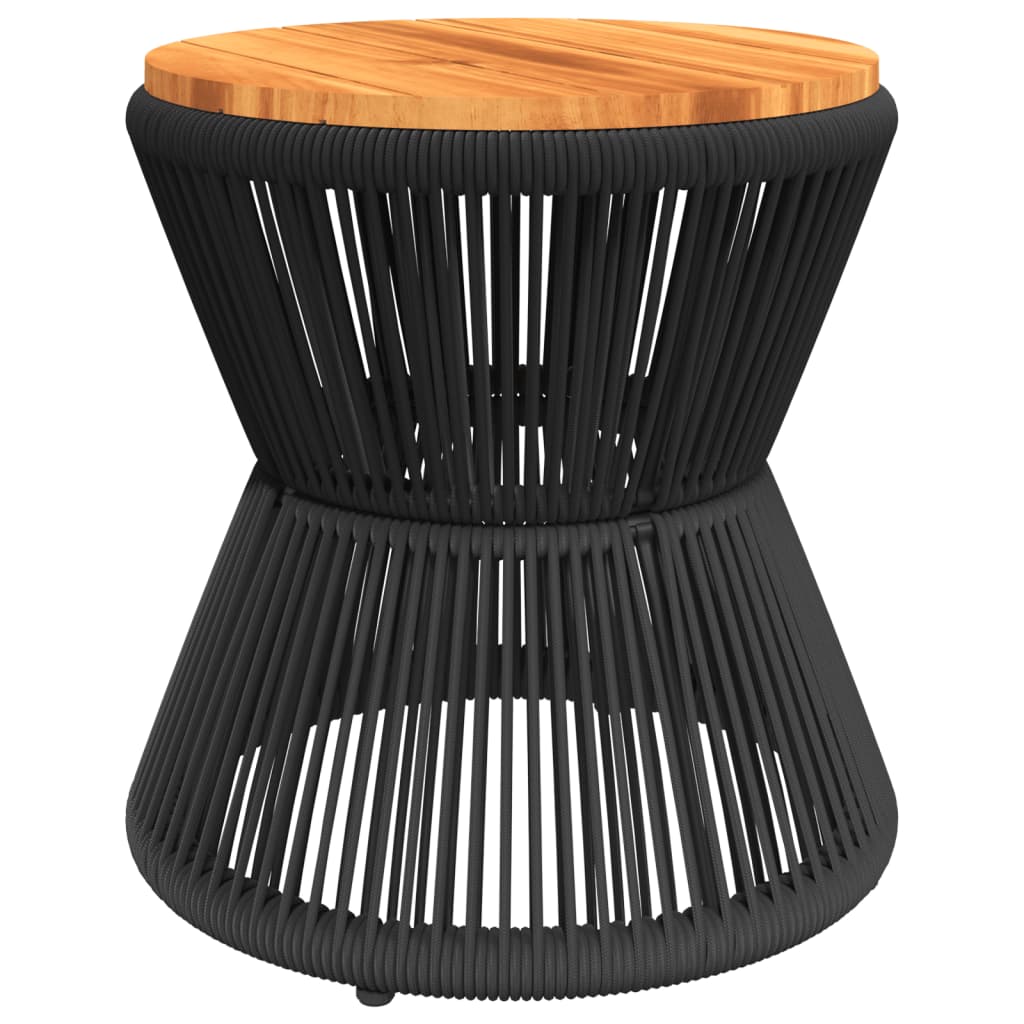 Mesa De Centro Base De Alambre Madera Acacia Negro Ø 45X44 Cm