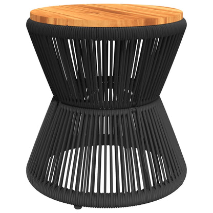 Mesa De Centro Base De Alambre Madera Acacia Negro Ø 45X44 Cm