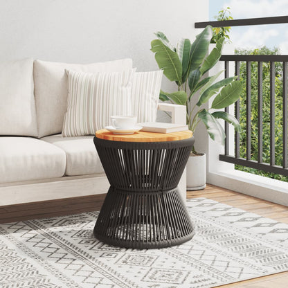 Mesa De Centro Base De Alambre Madera Acacia Negro Ø 45X44 Cm